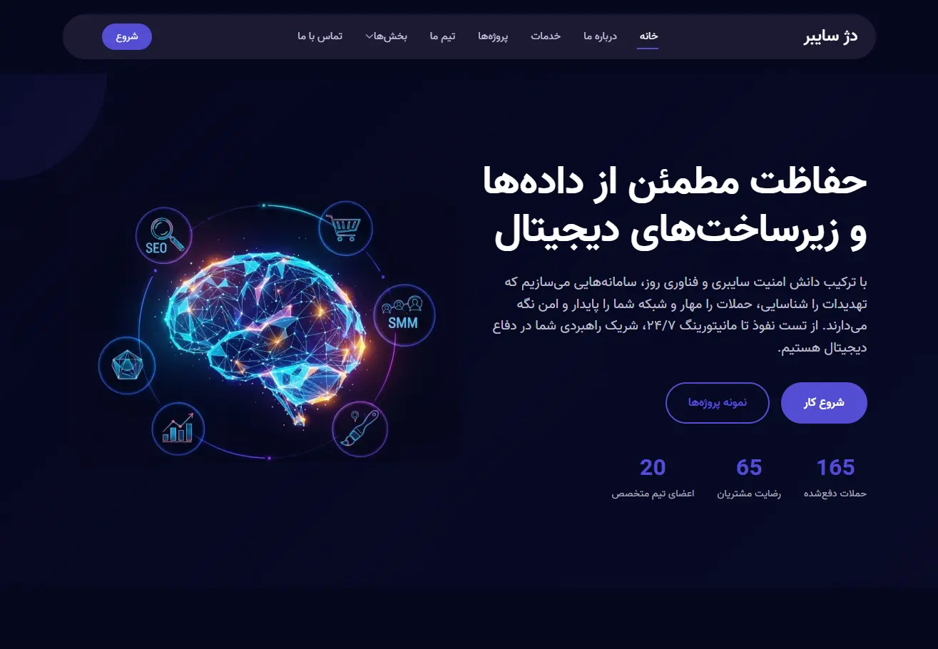 نمونه کار طراحی سایت دژسایبر راهکارهای امنیت